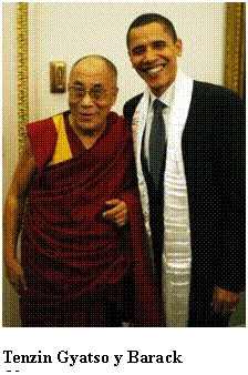 Cuadro de texto:     Tenzin Gyatso y Barack Obama.   